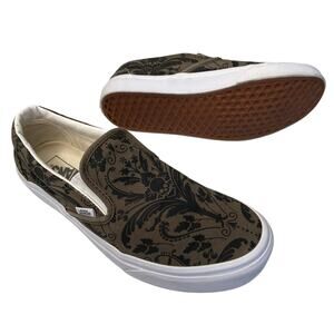Vans Classic Slip-On 'Skull Tapestry Grape Leaf' Sneakers Men Sz 9.5 Green White
